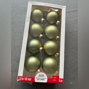 Ashland Set of 8 Green Glass Christmas Ornaments
